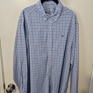 Vineyard Vines Men's Light Blue Plaid Performance Shirt
